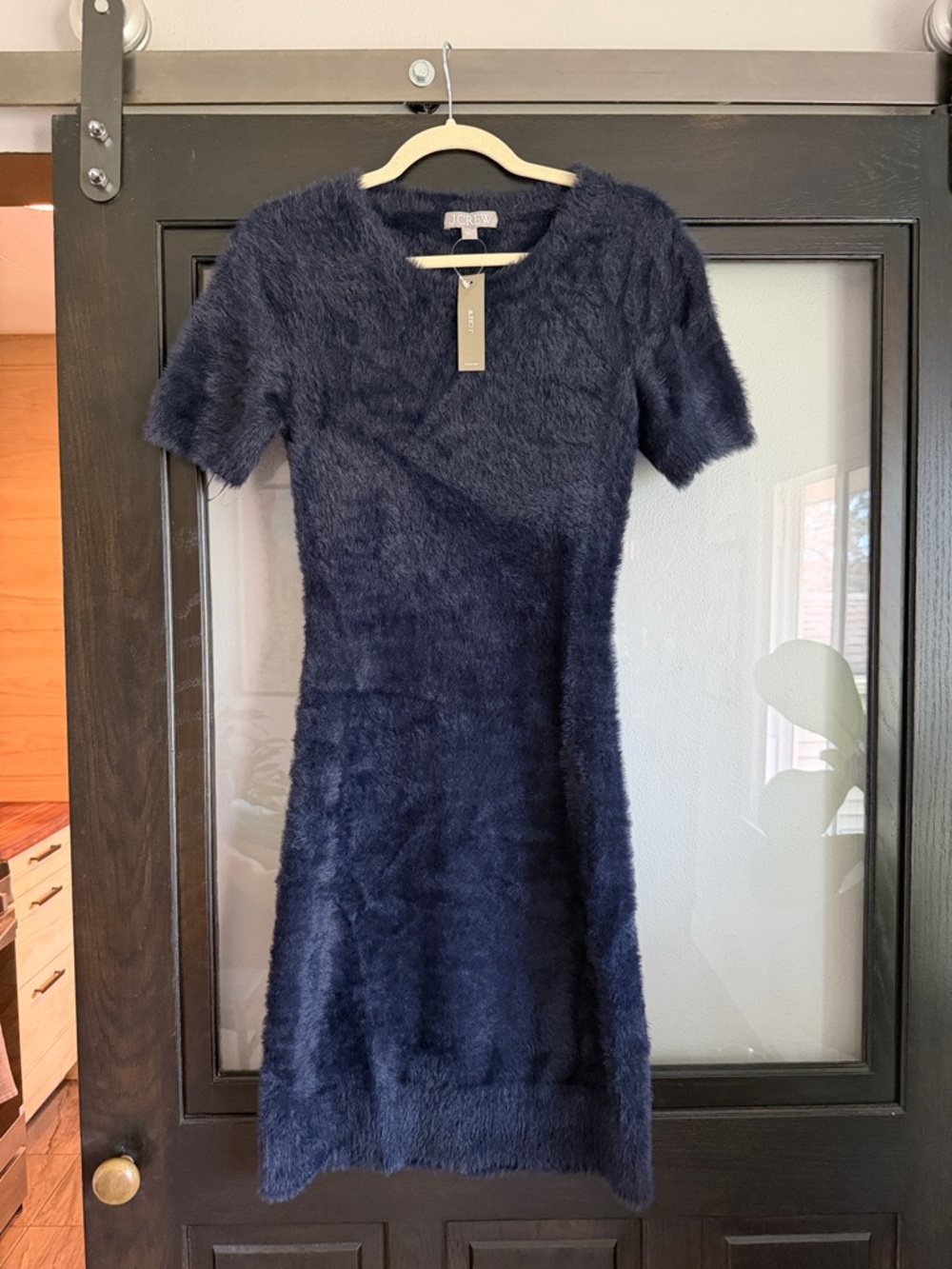 J. Crew Navy Fuzzy Short-Sleeve Mini Dress